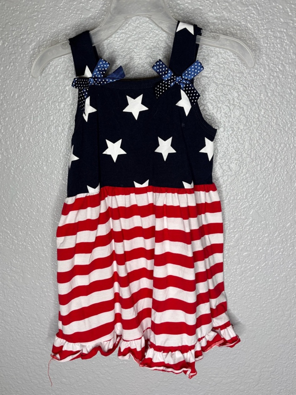 Girls Patriotic Stars & Stripes Romper - Navy, Red, White size 4T